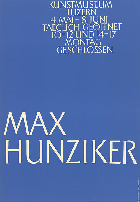 Max Hunziker, Kunstmuseum Luzern