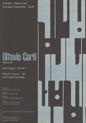 Ottavio Corti, Tonhalle, Kleiner Saal