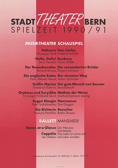 Stadttheater Bern, Spielzeit 1990/91