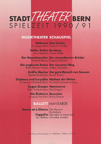 Stadttheater Bern, Spielzeit 1990/91