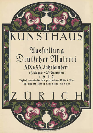 Ausstellung Deutscher Malerei XIX. & XX. Jahrhundert, Kunsthaus Zürich