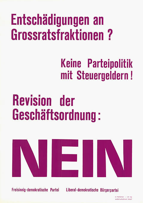 Entschädigung an Grossratsfraktionen? Revision der Geschäftsordnung: Nein