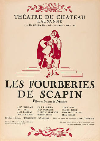 Les fourberies de Scapin, Molière, Théâtre du Château, Lausanne