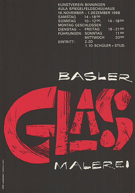 Basler Glasmalerei, Kunstverein Binningen, Aula Spiegelfeldschulhaus