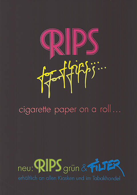 Rips, for flips…, cigarette paper on a roll…, neu : Rips grün & Filter