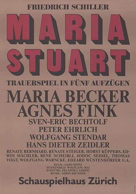 Maria Stuart, Maria Becker, Agnes Fink, Schauspielhaus Zürich