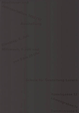 Jahresarbeiten 1992/93, Ausstellung, Schule für Gestaltung Luzern