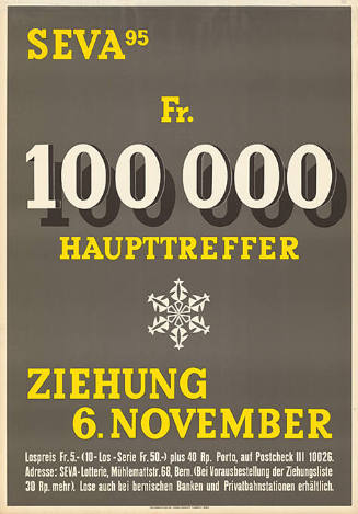 Seva, Fr. 100‘000 Haupttreffer, Ziehung 6. November