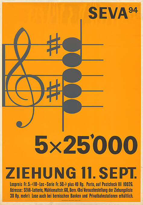 Seva, 5 × 25’000, Ziehung 11. Sept.