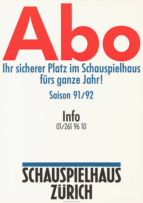 Abo, Saison 91/92, Schauspielhaus Zürich