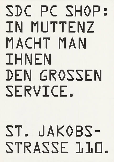 SDC PC Shop: In Muttenz macht man Ihnen den grossen Service. St. Jakobsstrasse 110.