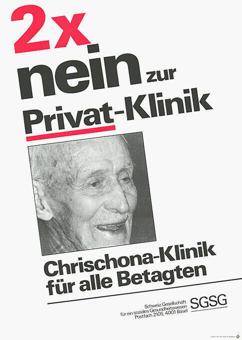 2 x Nein zur Privat-Klinik, Chrischona-Klinik für alle Betagten