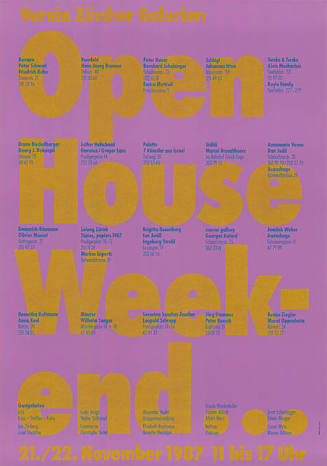 Verein Zürcher Galerien, Open House Weekend…