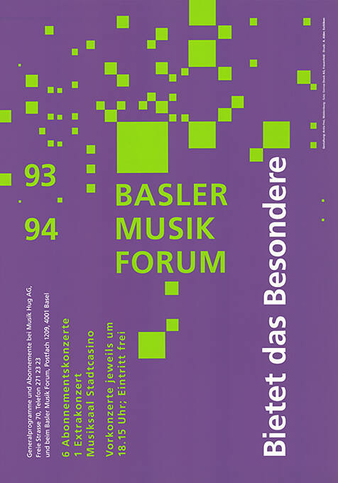 Basler Musikforum 93/94, Bietet das Besondere, Stadtcasino Basel