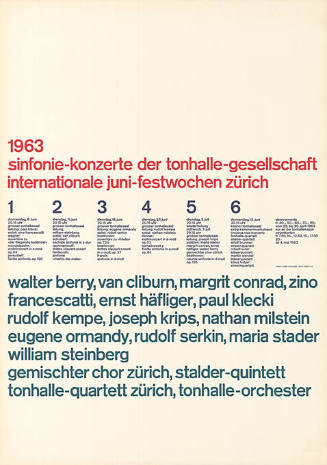 1963, Sinfonie-Konzerte der Tonhalle-Gesellschaft, Internationale Juni-Festwochen Zürich