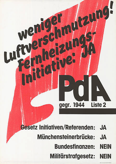 Weniger Luftverschmutzung! Fernheizungsinitiative: Ja, PdA