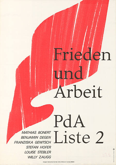 Frieden und Arbeit, PdA, Liste 2