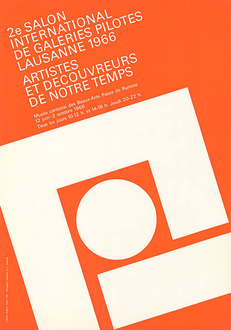 2ᵉ Salon International de Galeries Pilotes, Artistes et Découvreurs de notre temps, Musée cantonal des Beaux-Arts, Lausanne