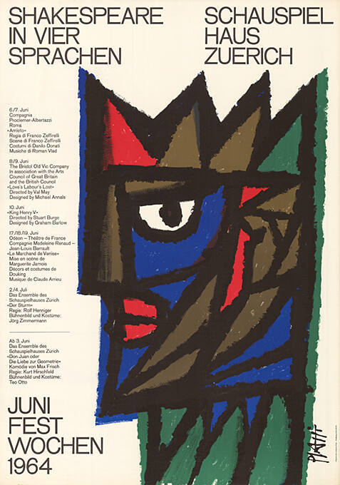 Juni Festwochen 1964, Shakespeare in vier Sprachen, Schauspielhaus Zuerich