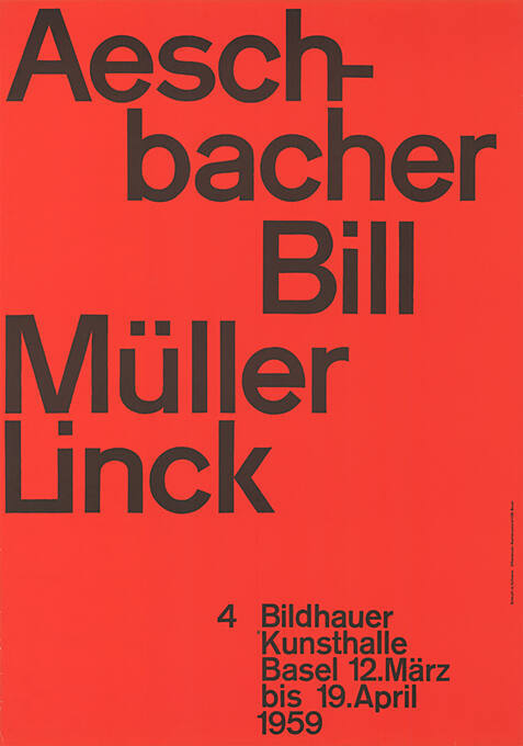 Aeschbacher, Bill, Müller, Linck, 4 Bildhauer, Kunsthalle Basel