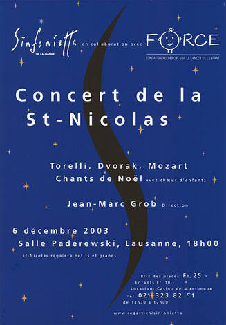 Sinfonietta, Concert de la St-Nicolas, Salle Paderewski, Lausanne