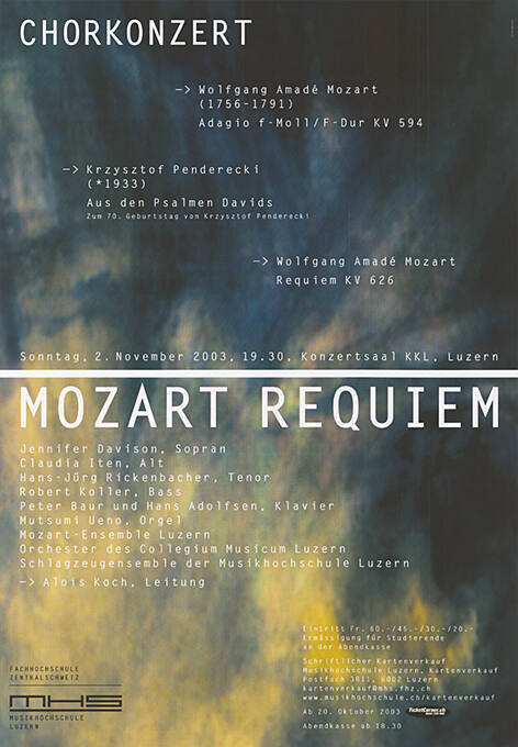 Chorkonzert, Mozart Requiem, Konzertsaal KKL, Luzern