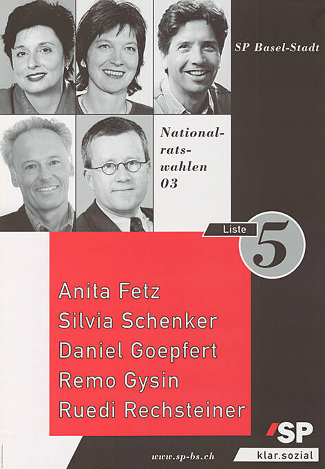 Liste 5, Anita Fetz, Silvia Schenker, Daniel Goepfert, Remo Gysin, Ruedi Rechsteiner, SP