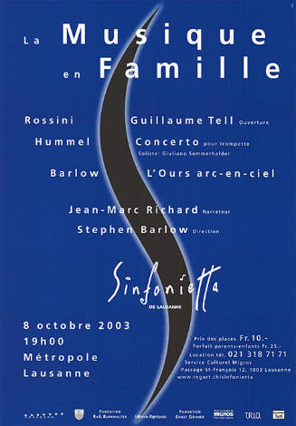 La Musique en Famille, Rossini, Hummel, Barlow, Métropole Lausanne