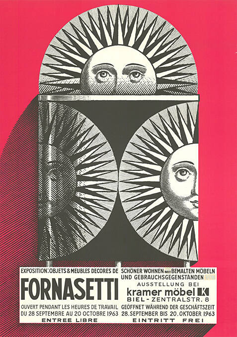 Exposition: Objets & Meubles decorés de Fornasetti, Kramer Möbel Biel