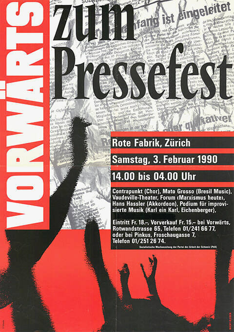 Vorwärts zum Pressefest, Rote Fabrik, Zürich