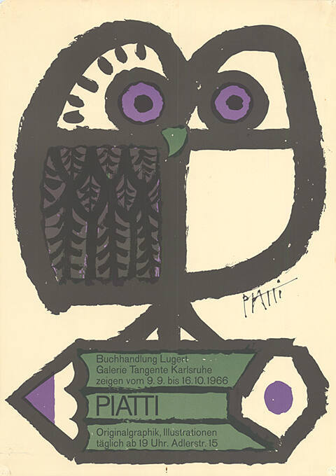 Celestino Piatti Originalgraphik, Illustrationen Buchhandlung Lugert, Galerie Tangente, Karlsruhe