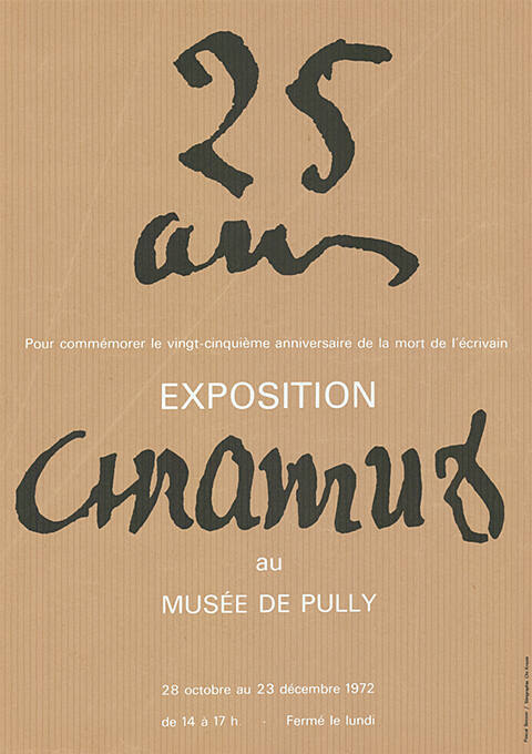 25 ans, Chramuz, Musée de Pully