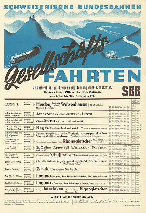 Gesellschaftsfahrten, SBB