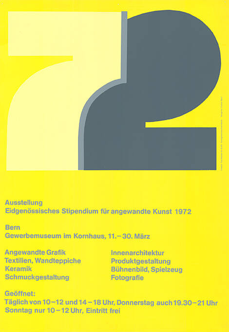 Ausstellung, Eidgenössisches Stipendium für angewandte Kunst 1972, Gewerbemuseum im Kornhaus Bern