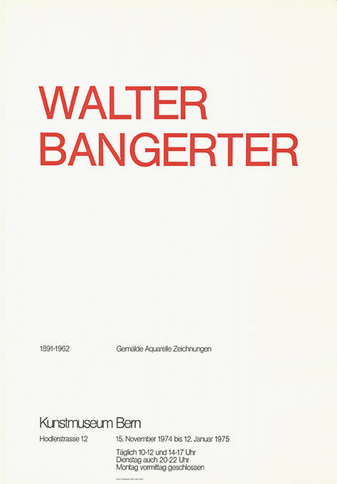 Walter Bangerter, Kunstmuseum Bern