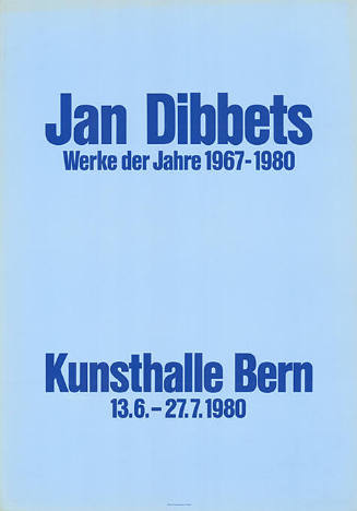 Jan Dibbets, Kunsthalle Bern