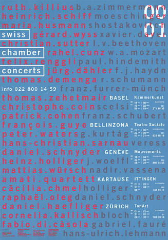 Swiss chamber concerts 00/01, Basel, Bellinzona, Genève, Kartause Ittigen, Zürich