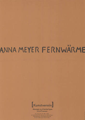 Anna Meyer, Fernwärme, Museum zu Allerheiligen, Schaffhausen