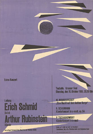 Extra-Konzert, Leitung, Erich Schmid,  Solist, Arthur Rubinstein, Klavier, Tonhalle, Grosser Saal