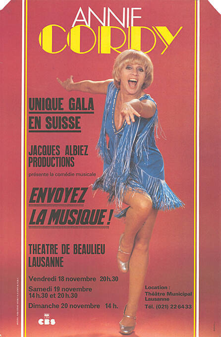 Annie Cordy, Unique gala en Suisse, Envoyez la musique! Théâtre Municipal Lausanne