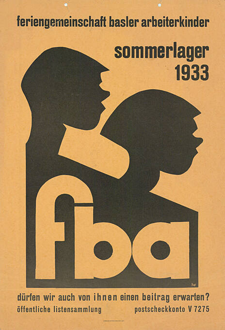 Feriengemeinschaft Basler Arbeiterkinder FBA, Sommerlager 1933
