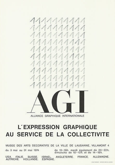 AGI, L’expression graphique au service de la collectivité, Musée des Arts décoratifs de la Ville de Lausanne