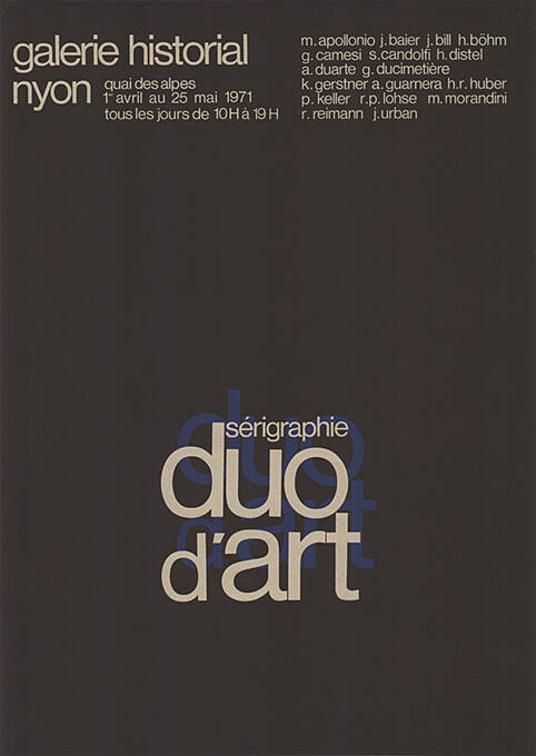 Sérigraphie Duo d’Art, Galerie Historial, Nyon