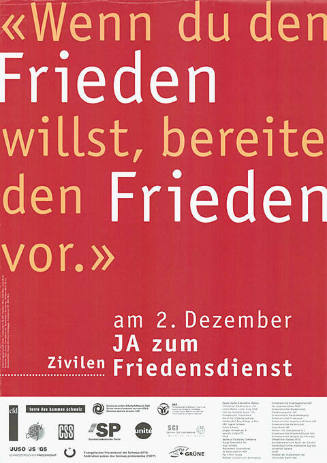 «Wenn du den Frieden willst, bereite den Frieden vor.» Ja zum zivilen Friedensdienst 
