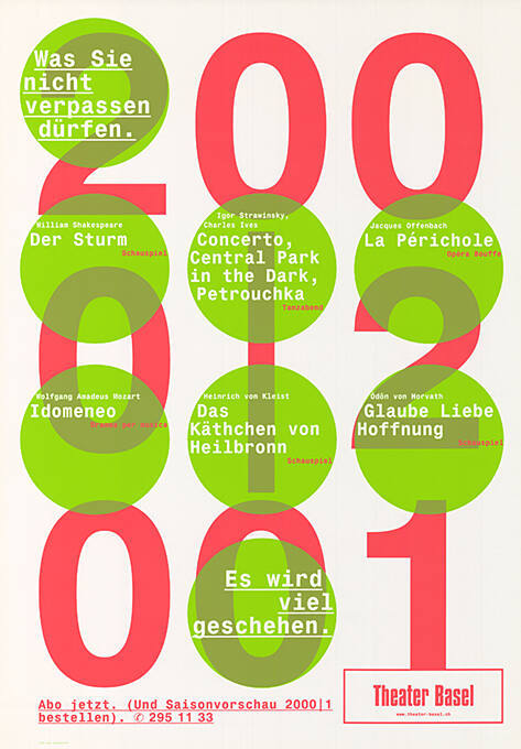 2000|2001, Was Sie nicht verpassen dürfen. Es wird viel geschehen. Theater Basel