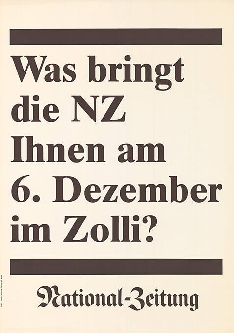 Was bringt die NZ Ihnen am 6. Dezember im Zolli? National-Zeitung