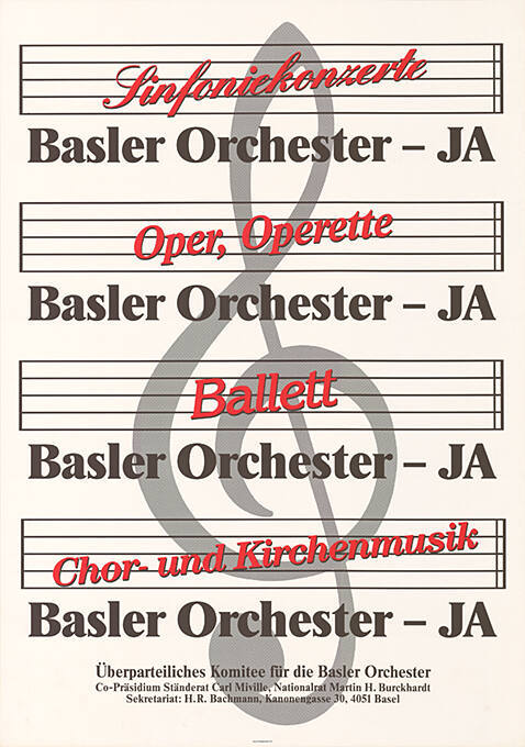 Sinfoniekonzerte, Oper, Operette, Ballett, Chor- und Kirchenmusik, Basler Orchester – Ja