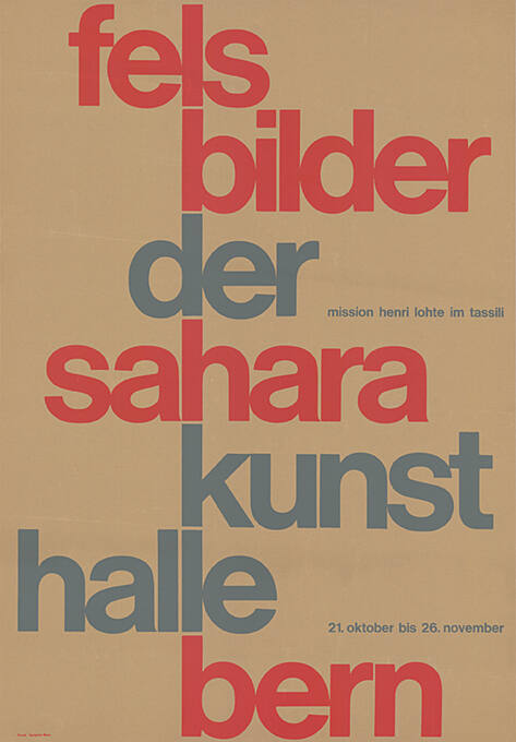 Fels Bilder der Sahara, Kunsthalle Bern