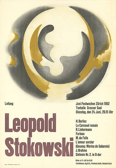 Juni-Festwochen Zürich 1952, Leitung Leopold Stokowski, Tonhalle Zürich