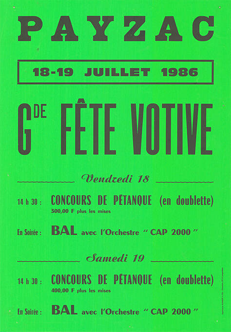 Payzac, Gde fête votive